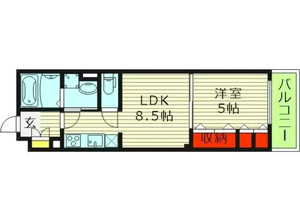 ラモーナ焼野Ⅰ(1LDK/2階)の間取り写真