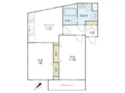 WELLHOUSE東大井(2DK/1階)の間取り写真