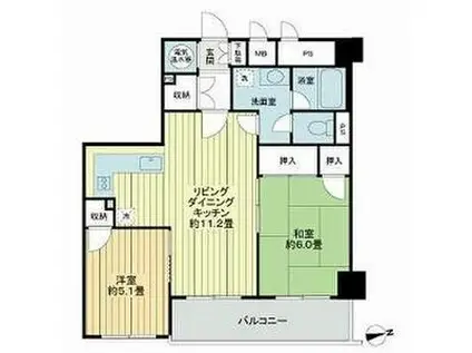 ライオンズマンション昭代(2LDK/4階)の間取り写真