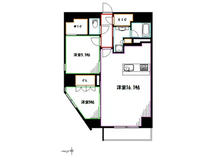 KDXレジデンス三鷹(2LDK/6階)の間取り写真