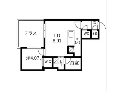 ガーディアン本郷通(1LDK/1階)の間取り写真