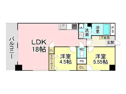 デザイナープリンセスKY(2LDK/8階)の間取り写真