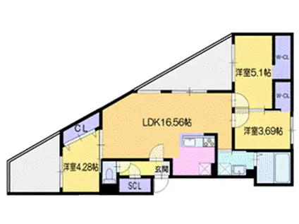 ラ・シュエット札幌駅(3LDK/1階)の間取り写真