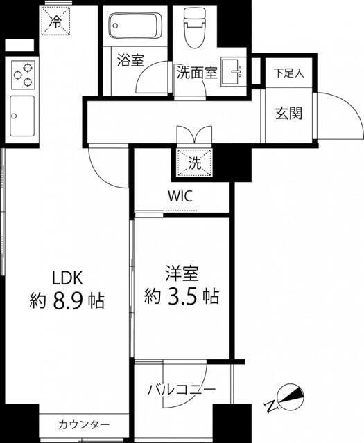 ハイリーフ上野(1LDK/11階)の間取り写真