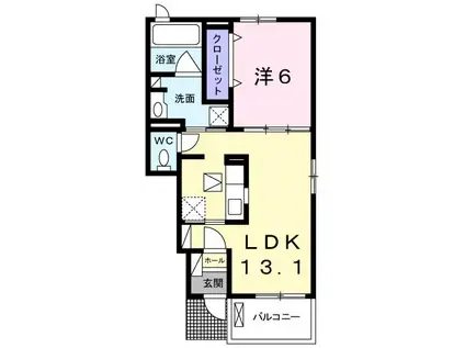 アベイユ山手(1LDK/1階)の間取り写真