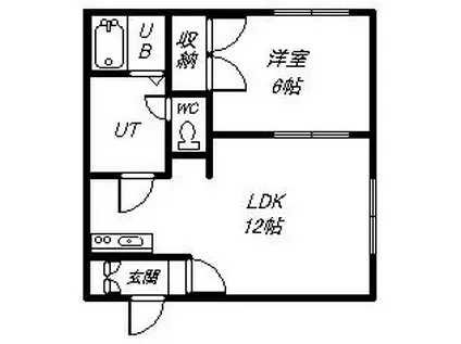 ファイブウエスト(1LDK/2階)の間取り写真