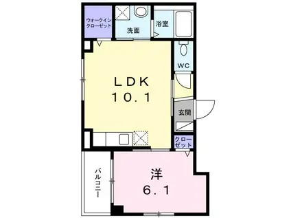 コンソラーレ石川町(1LDK/4階)の間取り写真