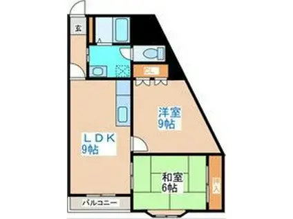 ウィスタリア八軒(2LDK/4階)の間取り写真