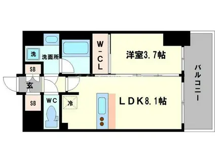 LC難波クレア(1LDK/13階)の間取り写真