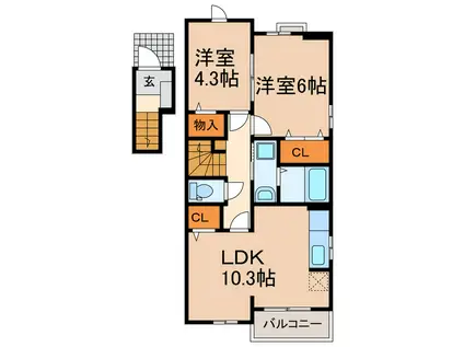 ベル フィオーレI II(2LDK/2階)の間取り写真