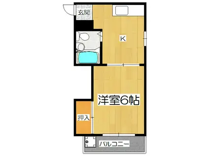 甲ノ辻マンション(1K/3階)の間取り写真