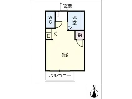 ヘーベルメゾンTOU(ワンルーム/2階)の間取り写真