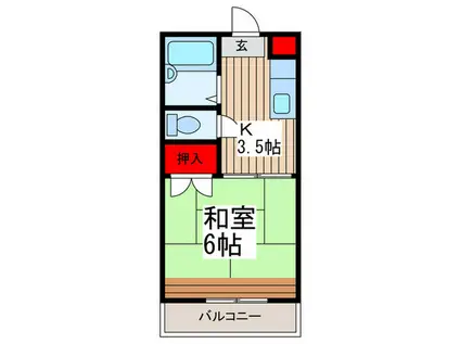 高橋ビル(1K/2階)の間取り写真