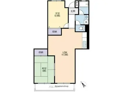 ハイツファミリエ(2LDK/2階)の間取り写真
