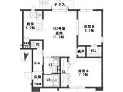 プリマヴェーラ(2LDK/1階)の間取り写真