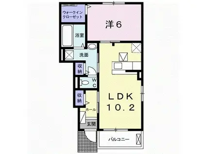 ＪＲ呉線 竹原駅 バス乗車時間：11分 最寄りバス停で下車 徒歩2分 2階建 築8年(1LDK/1階)の間取り写真