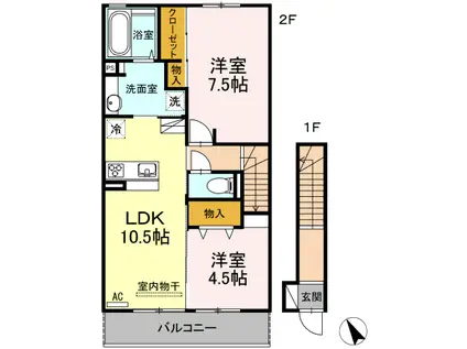 ペニーレイン(2LDK/2階)の間取り写真
