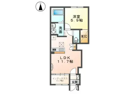 ブランシュフルールK2(1LDK/1階)の間取り写真