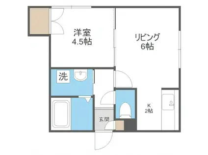 インペリアルヴィレッジ平岸(1DK/2階)の間取り写真