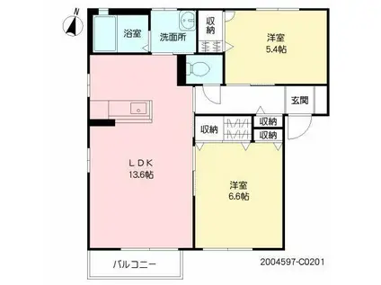 プリンス III棟(2LDK/2階)の間取り写真