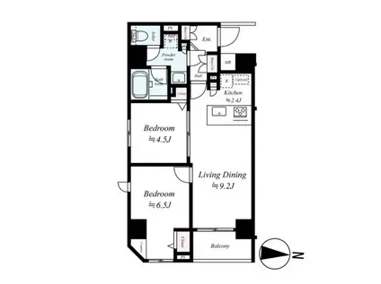 アイル両国弐番館(2LDK/2階)の間取り写真