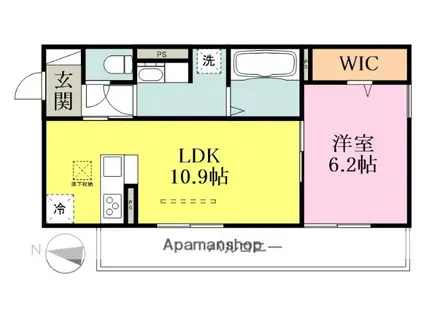 プラムガーデンII(1LDK/1階)の間取り写真