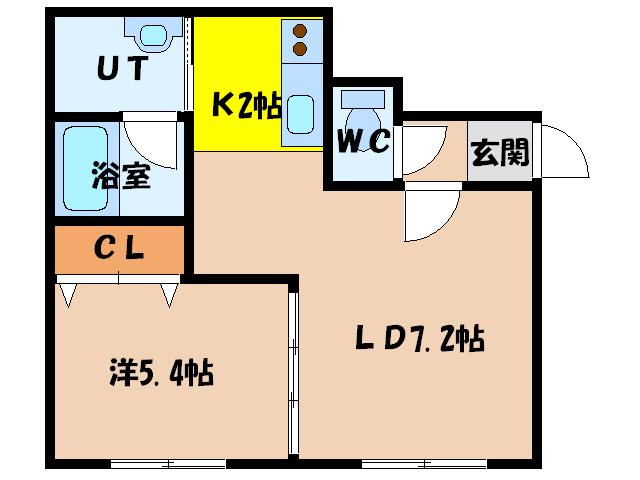 マンション・アムール(1LDK/2階)の間取り写真