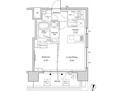 ザ・パークハビオ代々木(1LDK/5階)の間取り写真