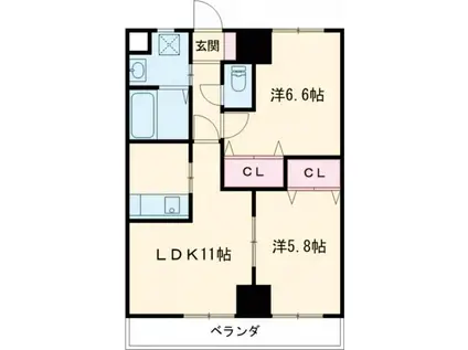 GLOIRE(2LDK/6階)の間取り写真