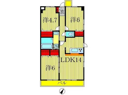 サンシャイン柏の葉(3LDK/7階)の間取り写真