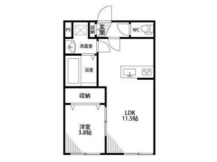 モナベルI(1LDK/1階)の間取り写真