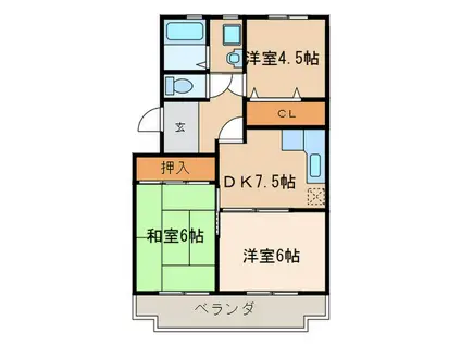 桜ハイツ(3DK/2階)の間取り写真