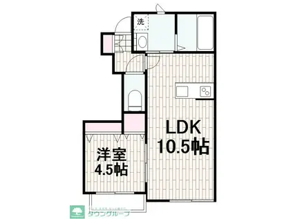 ソレアード諏訪坂(1LDK/1階)の間取り写真