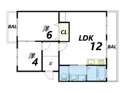 アイマンション(2LDK/3階)の間取り写真