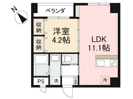 アルト栗林公園(1LDK/3階)の間取り写真