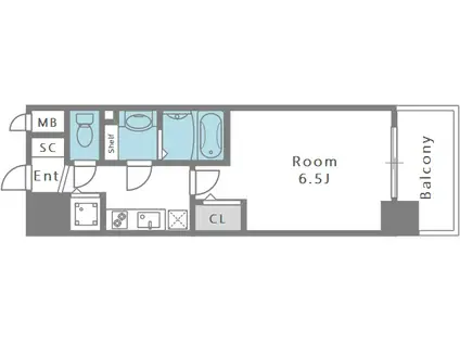 アドバンス天王寺南パキラ(1K/12階)の間取り写真