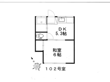 イーストコーポ(1DK/1階)の間取り写真