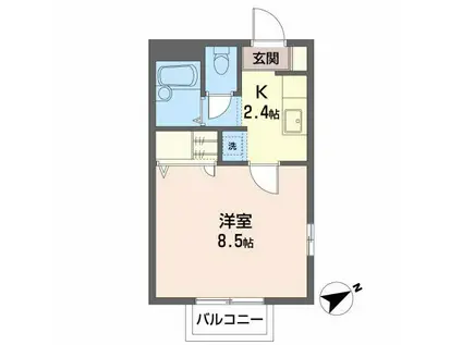 CREATE(1K/2階)の間取り写真