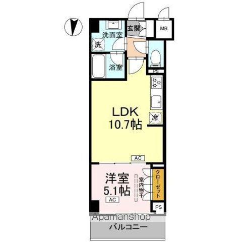 ロイジェント潮見(1LDK/6階)の間取り写真