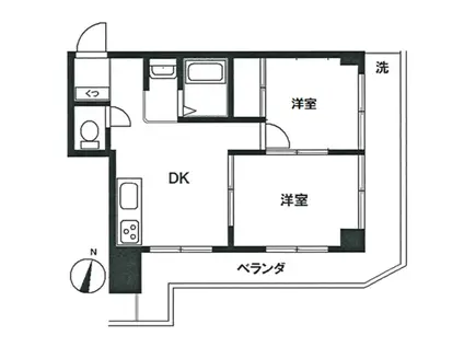 ユーハイムサガミ(2DK/3階)の間取り写真