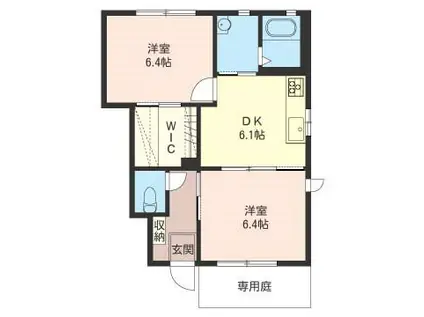 ライツフォルB(2DK/1階)の間取り写真