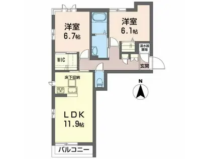 メゾンマスト 中倉(2LDK/1階)の間取り写真