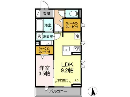コンフォートプレイスII(1LDK/2階)の間取り写真