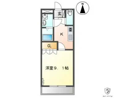 ディアコートA(1K/1階)の間取り写真