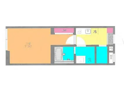 ブエナメゾン久米川(1K/2階)の間取り写真