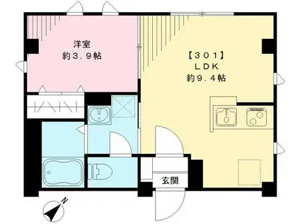 BESUMA月島(1LDK/3階)の間取り写真