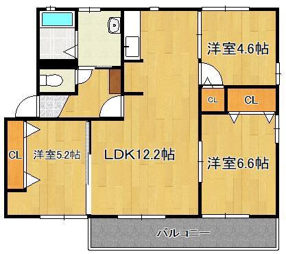 アルカディア F棟(3LDK/1階)の間取り写真