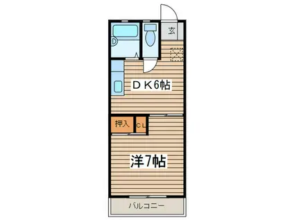 サンテラス(1DK/2階)の間取り写真