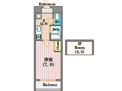 レスポワル新町(1SK/6階)の間取り写真