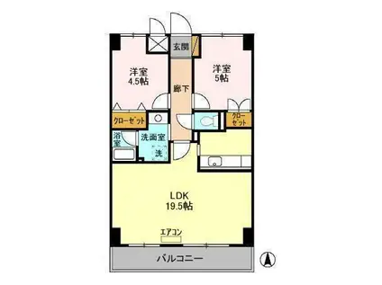 グランディス新八柱(2LDK/11階)の間取り写真